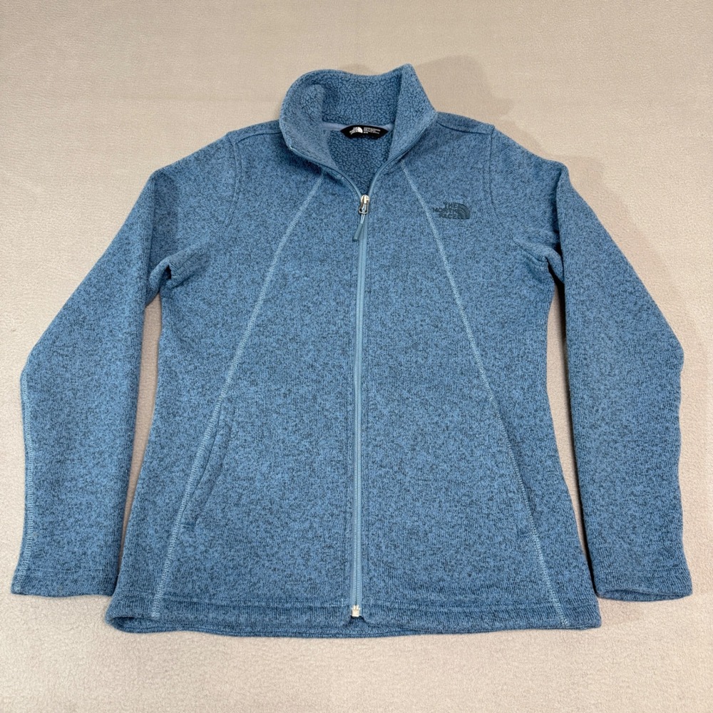 The North Face Crescent Jacket Womens Medium Blue Full Zip Sweater Knit Outdoors